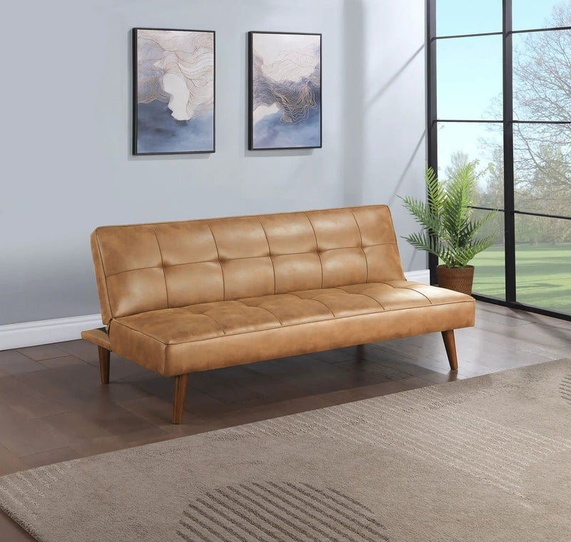 Jenson Upholstered Tufted Convertible Sofa Bed Saddle Brown by Unique Piece Furniture