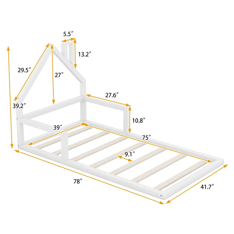 Floor Bed With House Shaped Headboard by Unique Piece Furniture