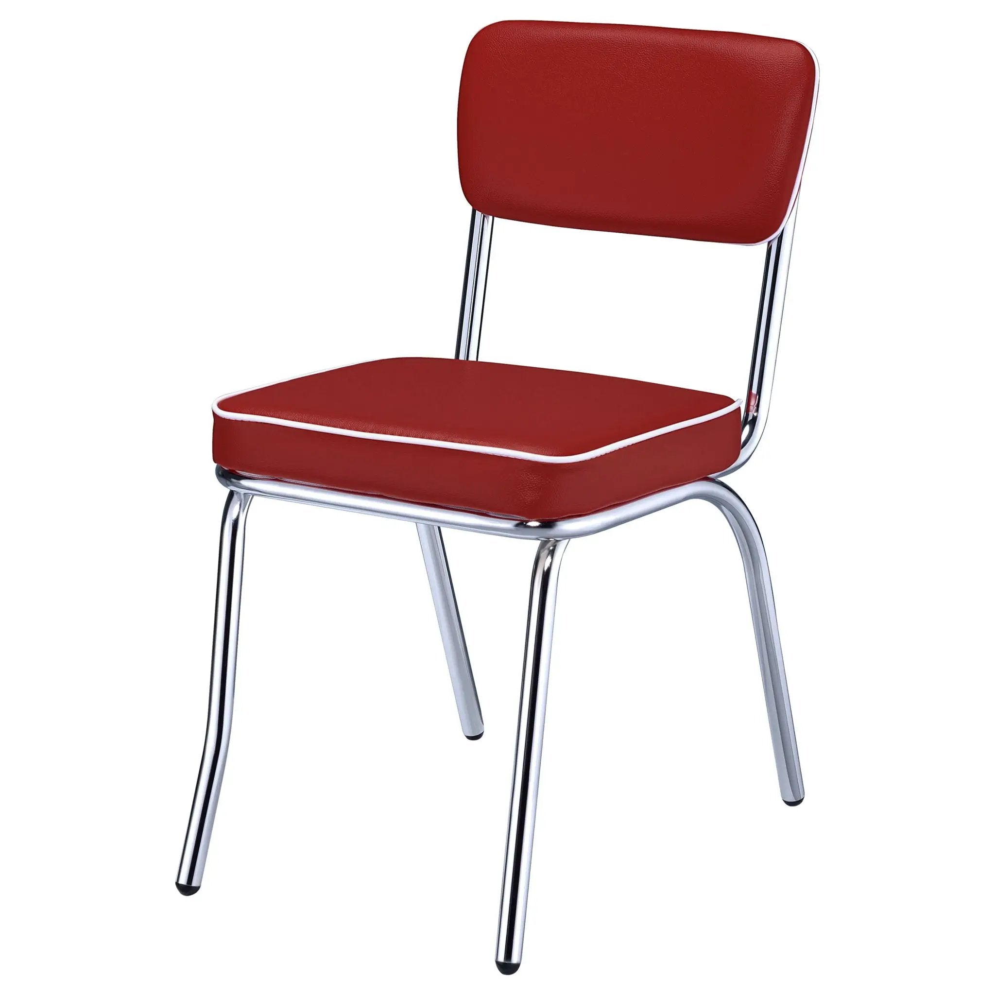 Retro Upholstered Dining Side Chair Red (Set of 2) by Unique Piece Furniture