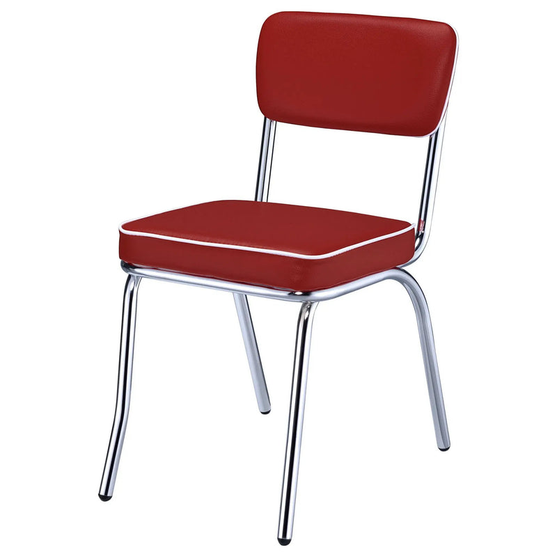 Retro Upholstered Dining Side Chair Red (Set of 2) by Unique Piece Furniture