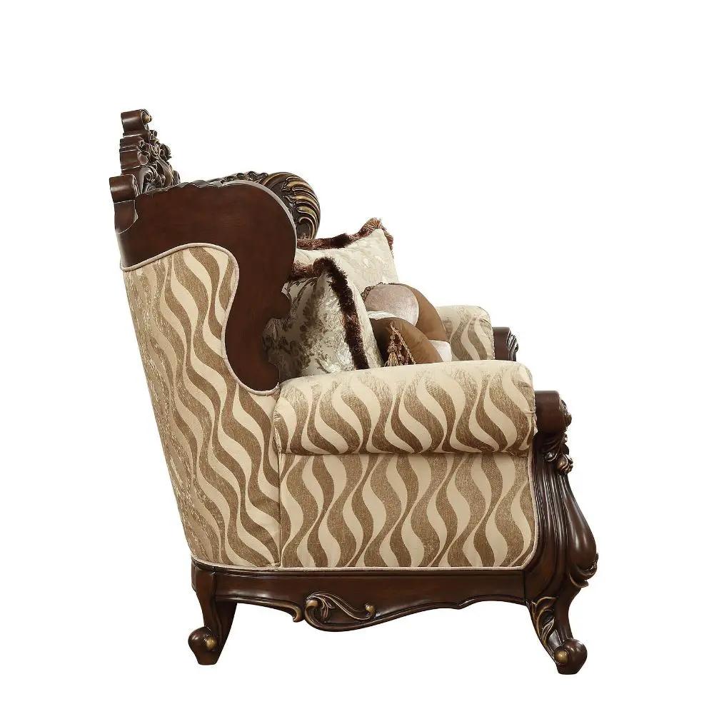 Shalisa - Loveseat With 5 Pillows (Same Lv01586) - Fabric & Walnut by Unique Piece Furniture