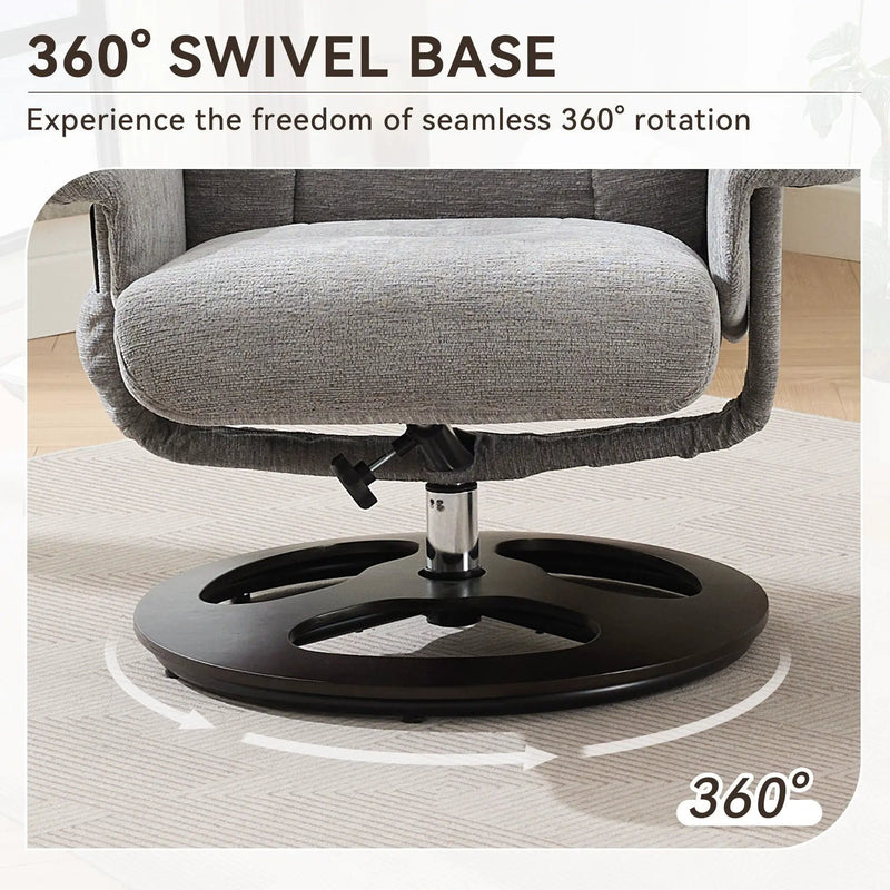 Ergonomic Recliner Chair With Ottoman, Modern 360° Swivel With Footstool by Unique Piece Furniture