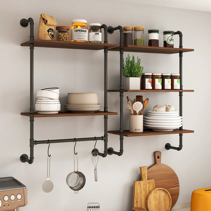Industrial Pipe Shelf 3-Tier and 2-Tier Wall Mounted Shelves by HouseOfZazla