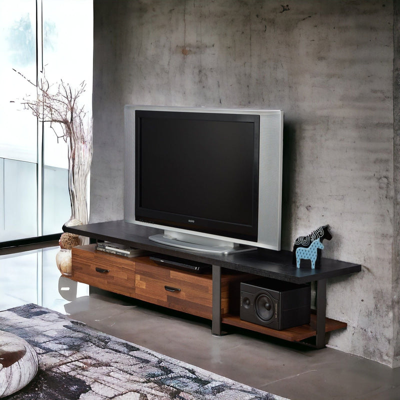 Elling TV Stand with Black Metal Legs - Walnut / Black