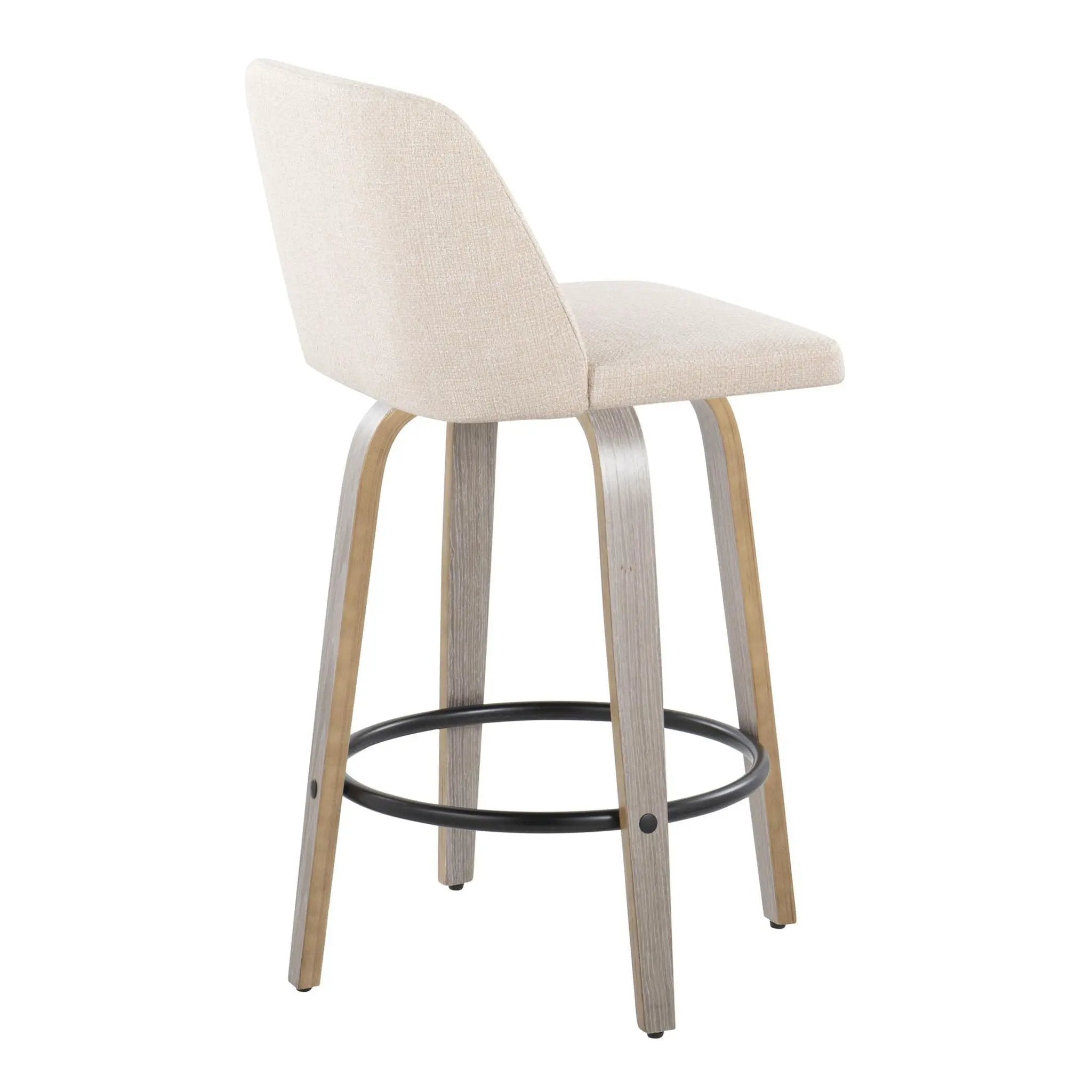 Toriano - Contemporary Fixed Height Counter Stool With Swivel & Round Footrest (Set of 2) by Unique Piece Furniture