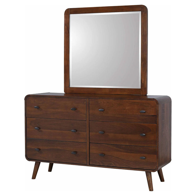 Robyn 6-drawer Dresser with Mirror Dark Walnut by Unique Piece Furniture
