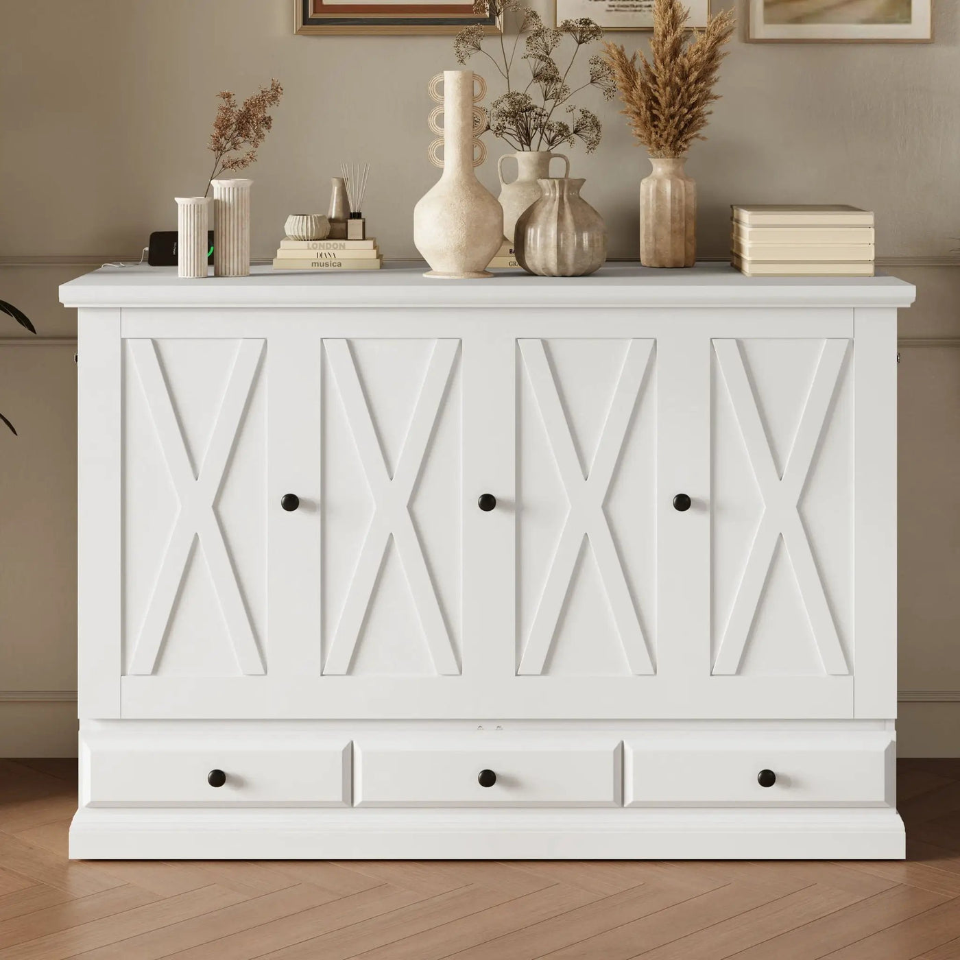 Solid Pine Murphy Bed Chest Cube Cabinet Bed With Charging Station And Large Storage Drawer For Home Office Or Small Room by HouseOfZazla