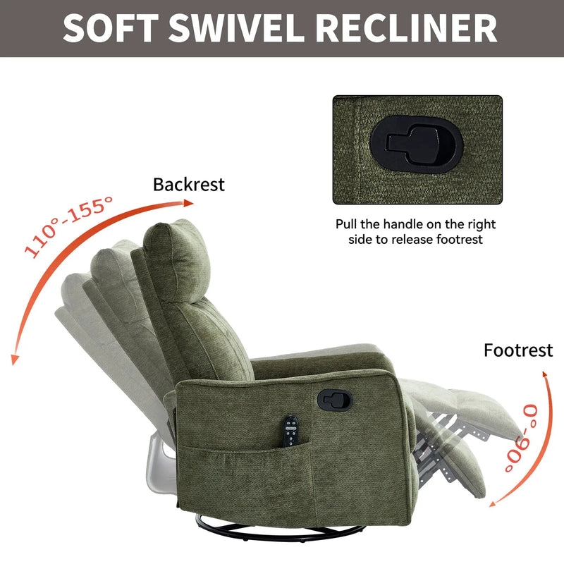 Green Heat Massage Manual Recliner Chair by HouseOfZazla
