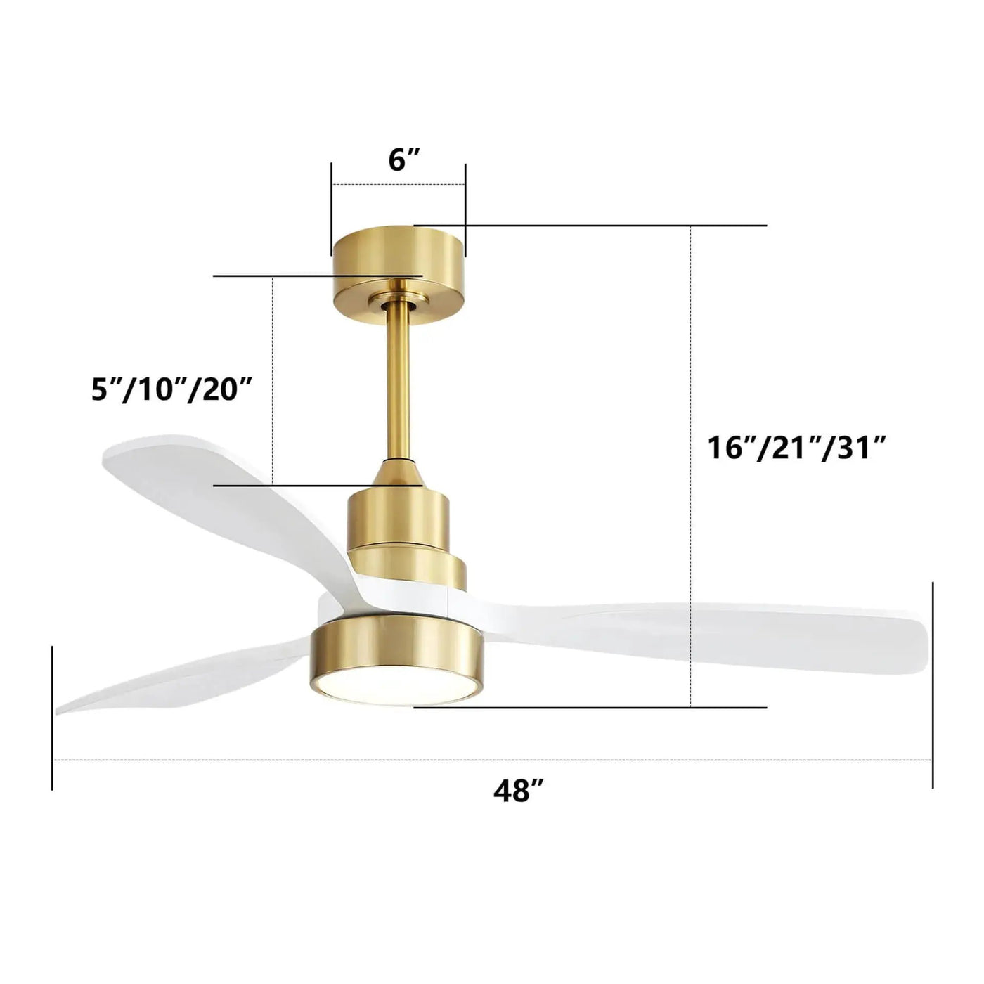 Indoor Ceiling Fan with Dimmable LED Light, 6-Speed Remote, Reversible Blades by HouseOfZazla