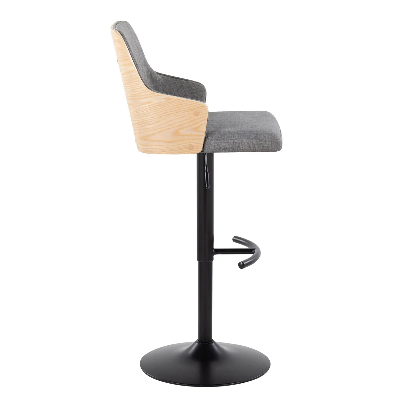 Stella - Contemporary Adjustable Barstool Stool With Swivel And Rounded T Footrest (Set of 2) by HouseOfZazla