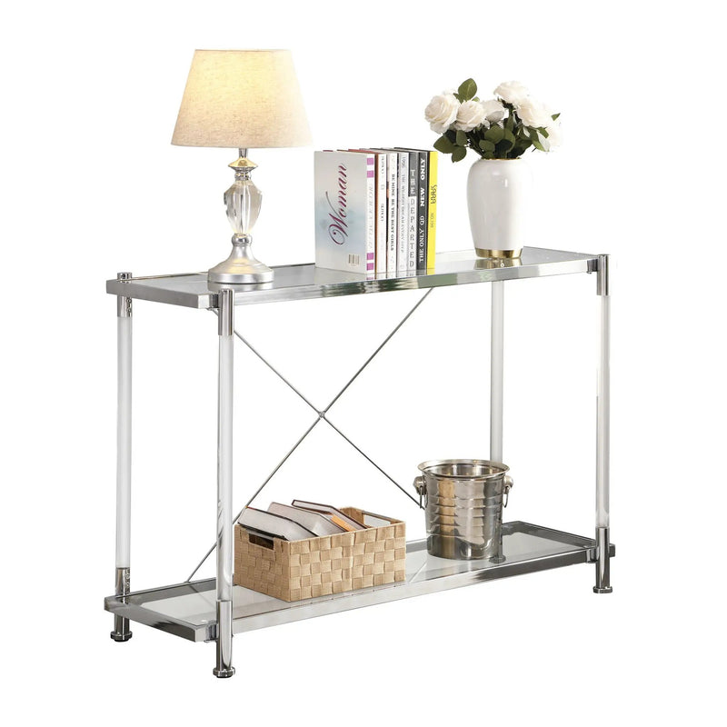 Chrome Glass Sofa Table, Acrylic Side Table, Console Table For Living Room & Bedroom - Chrome by Unique Piece Furniture