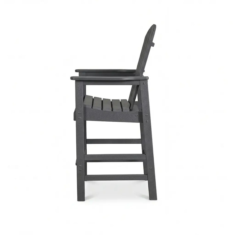 HDPE Bar Height Adirondack Chair with Cup Holder - Gray by HouseOfZazla