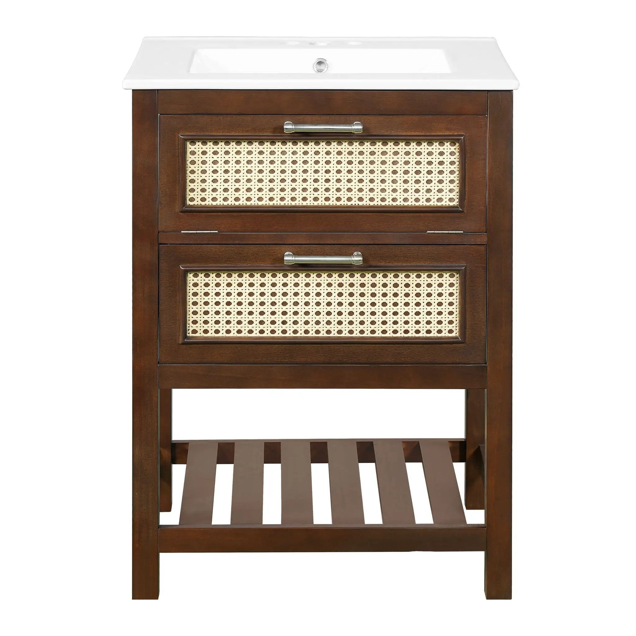 Modern Bathroom Vanity With Integrated Sink, Cabinet With 1 Deep Drawer And 1 Tip-Out Drawer by Unique Piece Furniture