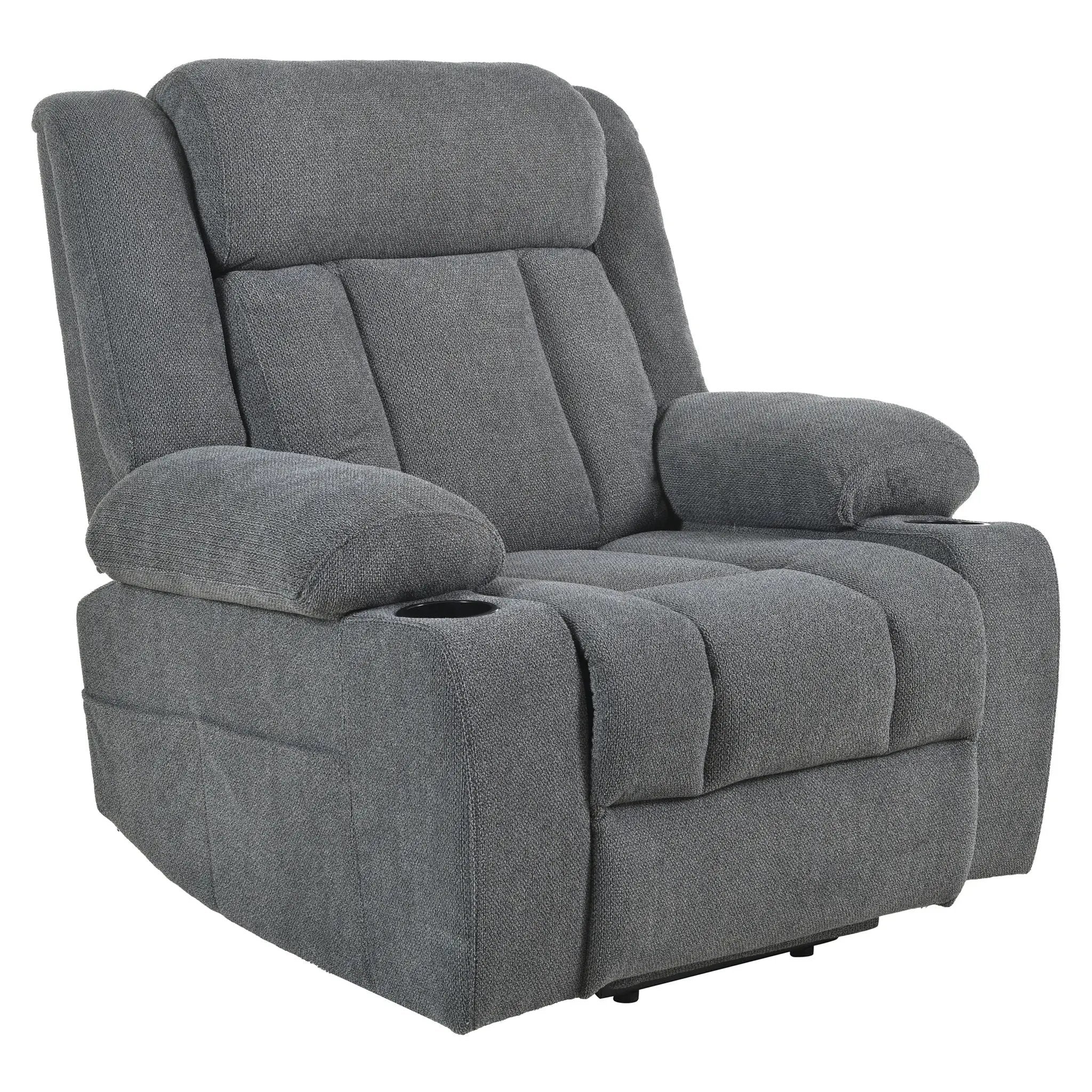 Power Lift Recliner Chair With Extended Footrest, Remote Control, Cup Holders, And Side Pockets by HouseOfZazla