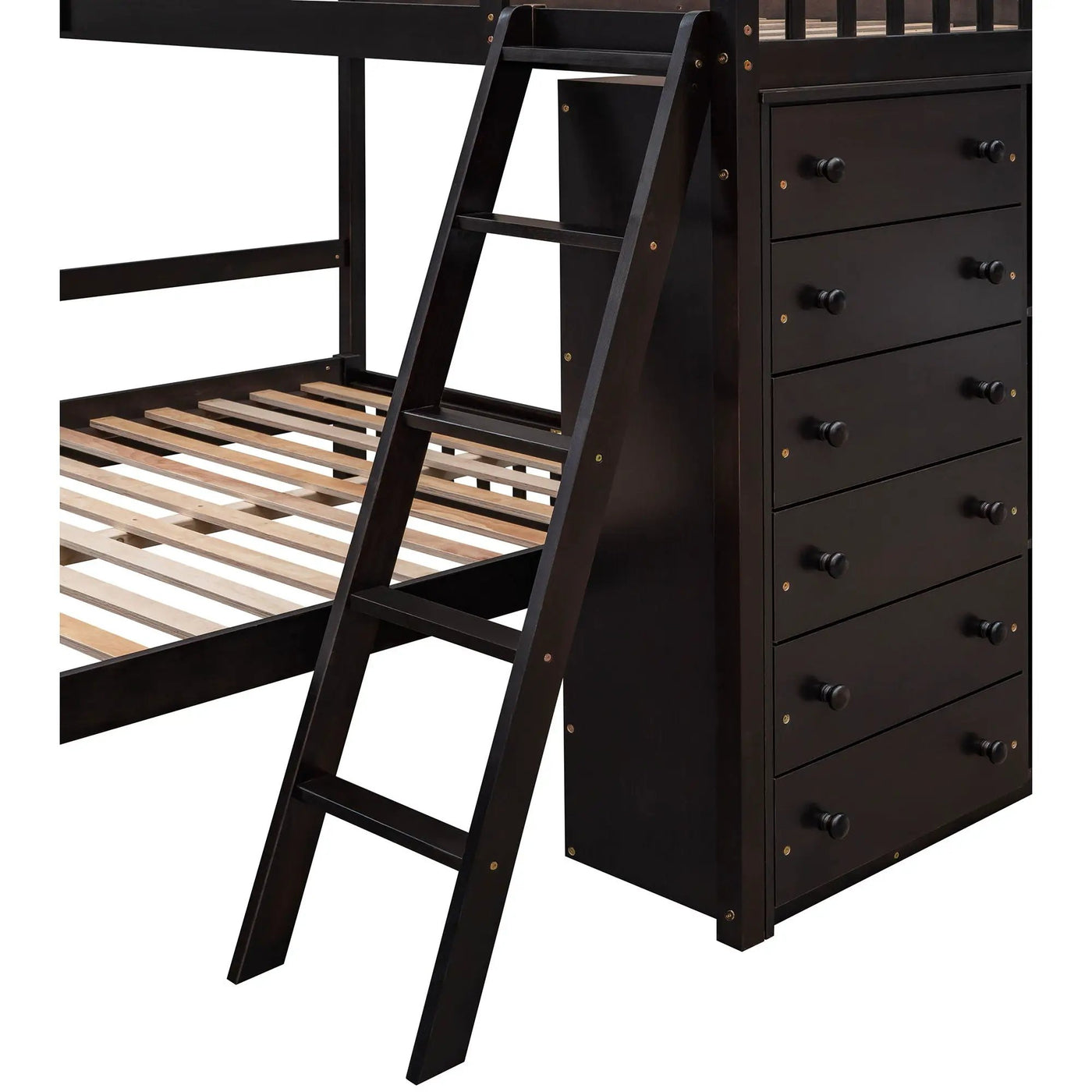 Bunk Bed With 6 Drawers And Flexible Shelves, Bottom Bed With Wheels by HouseOfZazla