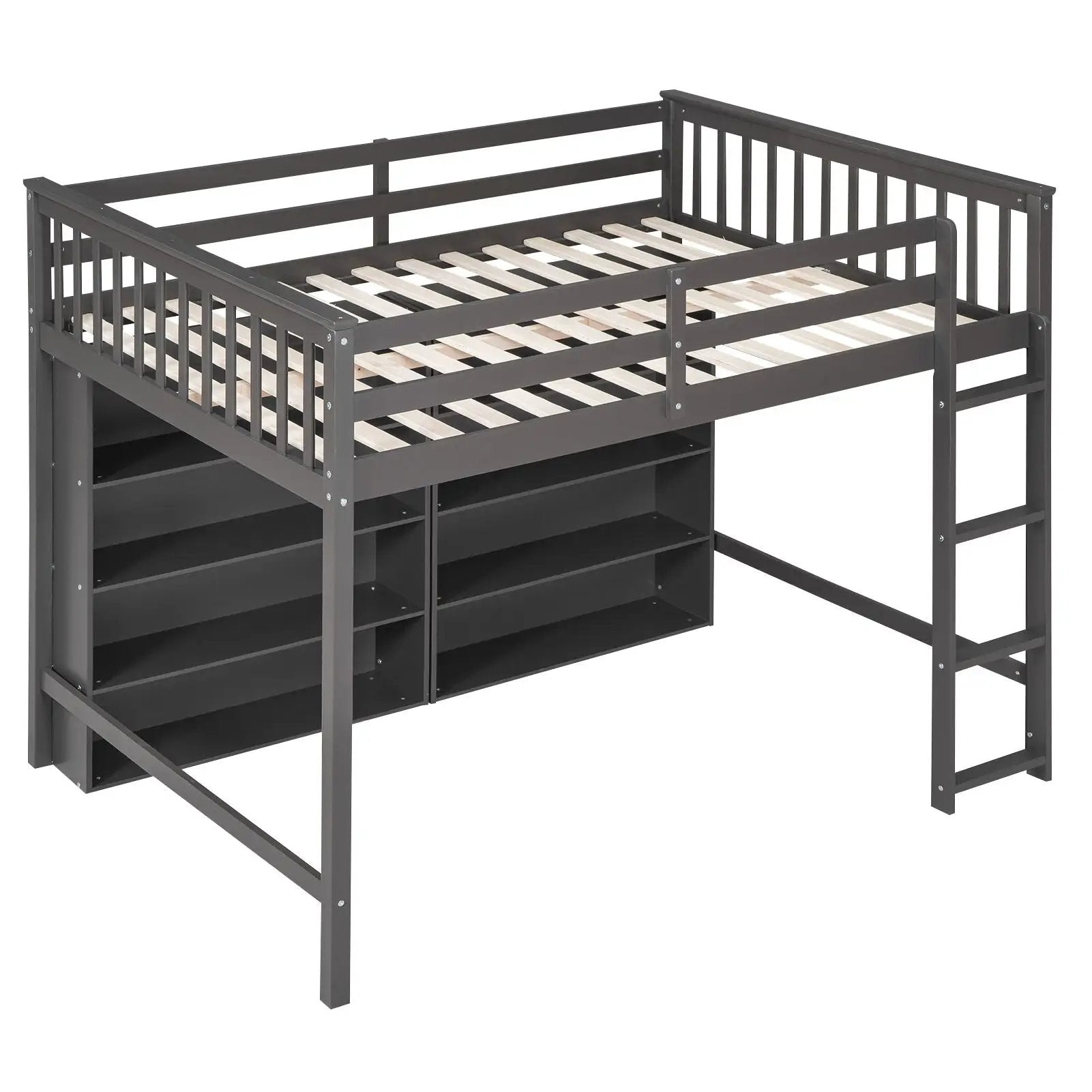 Loft Bed With 8 Open Storage Shelves And Built In Ladder by Unique Piece Furniture