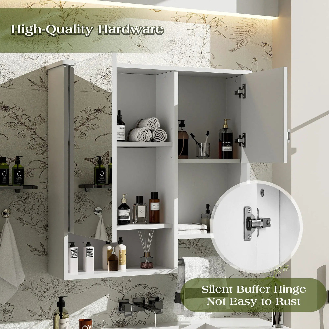Modern Wall Mounted Bathroom Medicine Cabinet, Bathroom Wall Storage Cabinet With Mirror by HouseOfZazla