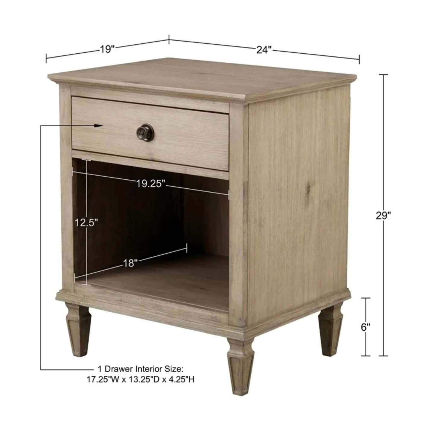 Victoria - Nightstand With Open Storage by HouseOfZazla