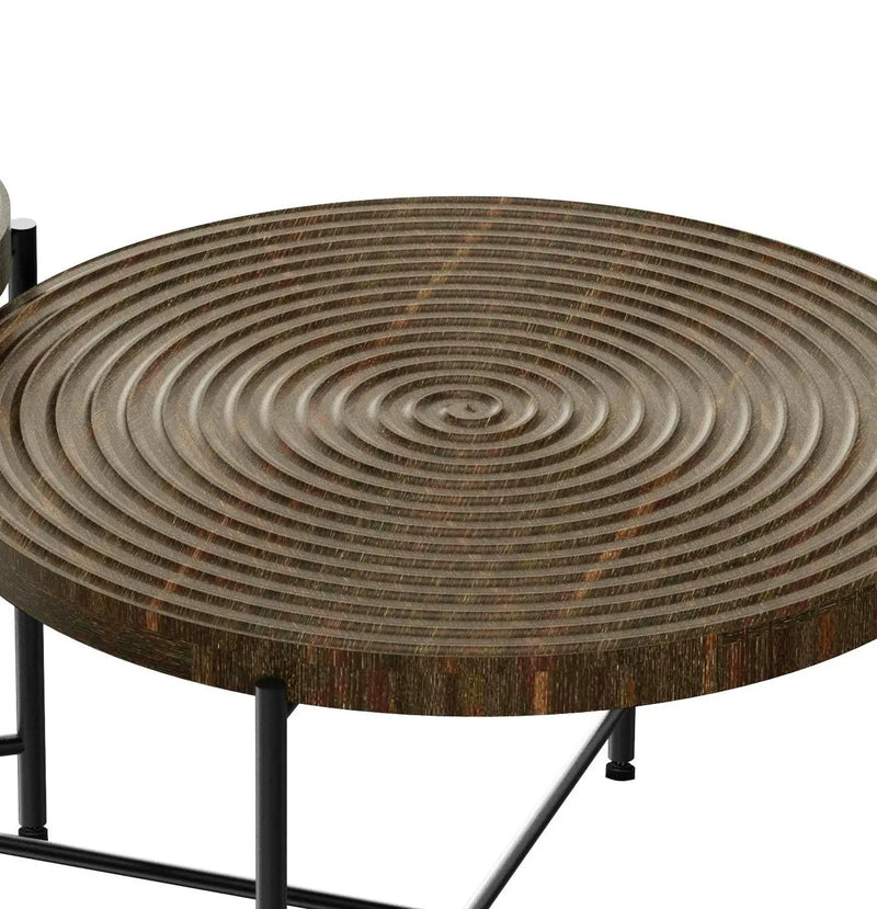 Coffee And End Table Set Waterproof Cover, Distressed Cylindrical Design, Legs Classic Rustic Charm (Set of 2) by HouseOfZazla