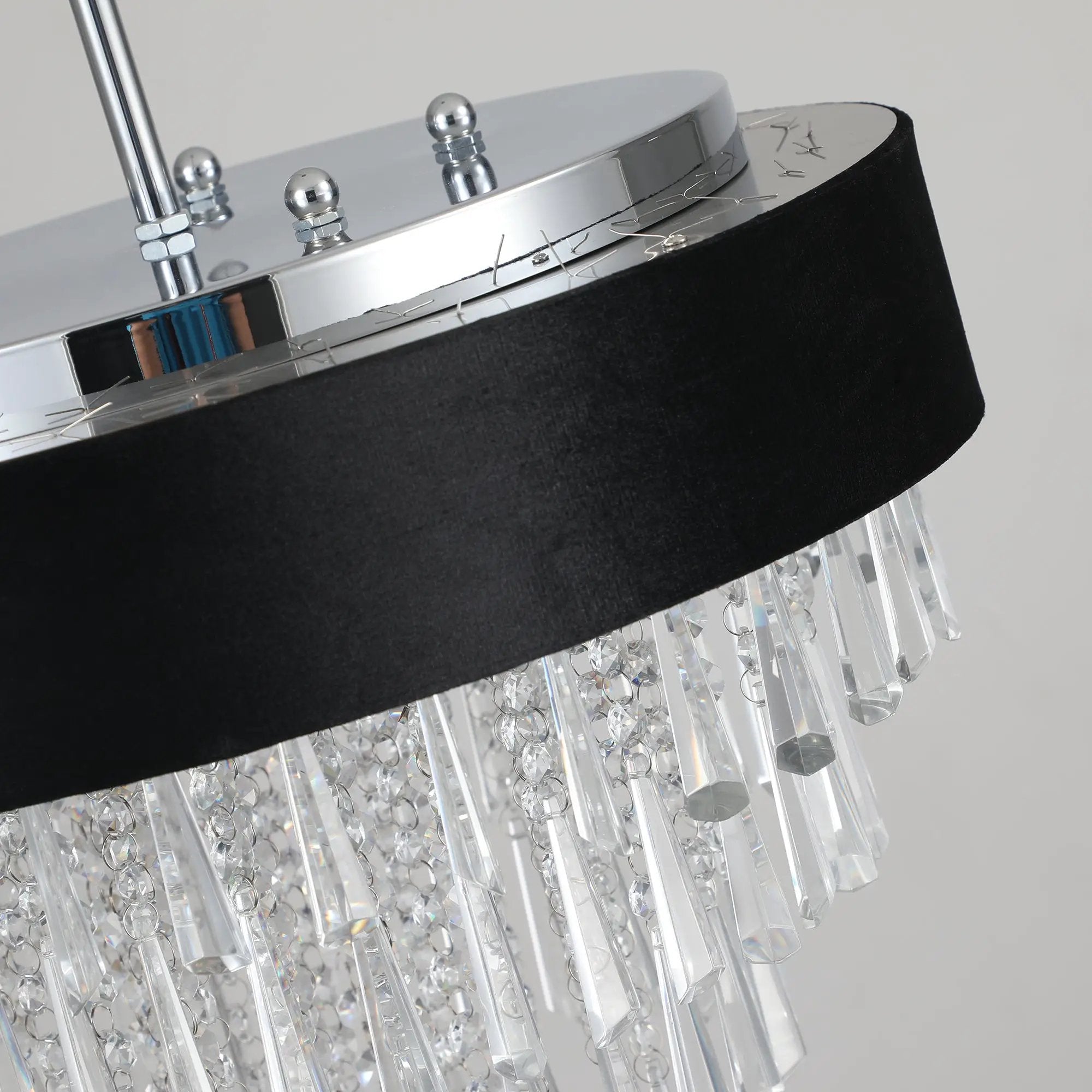 18-inch Modern Crystal Chandelier with Black Velvet Shade by HouseOfZazla