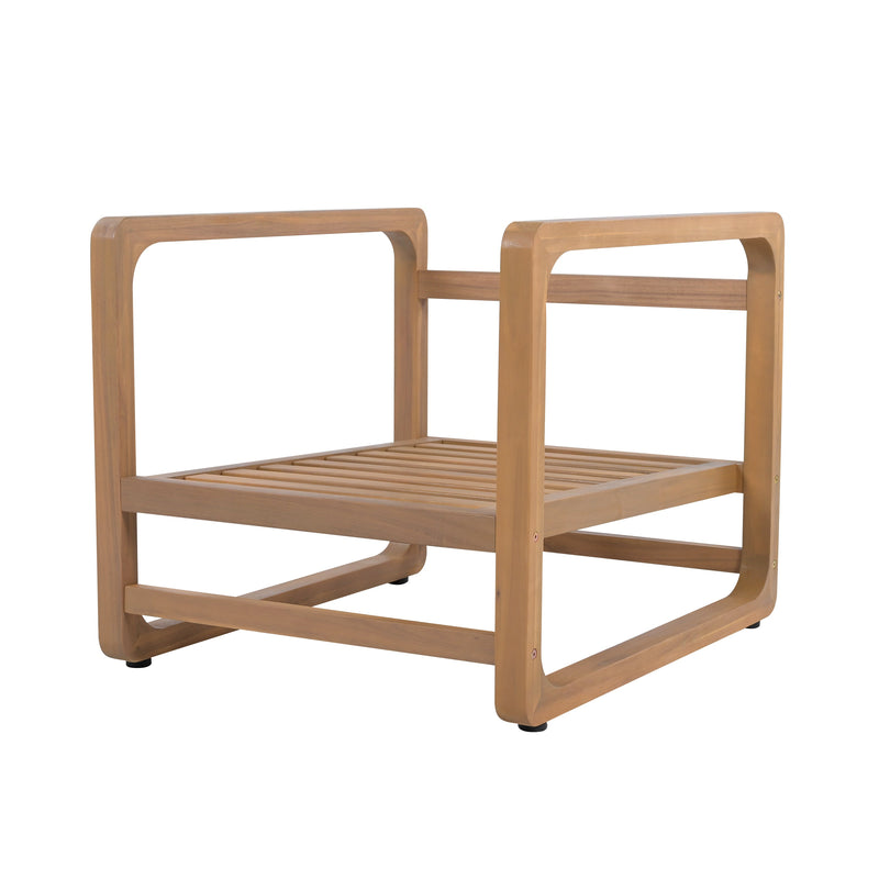 Acacia Wood Lounge Chair with Cushions & Cross-Stretcher Side Table Set, photo 7 of 10
