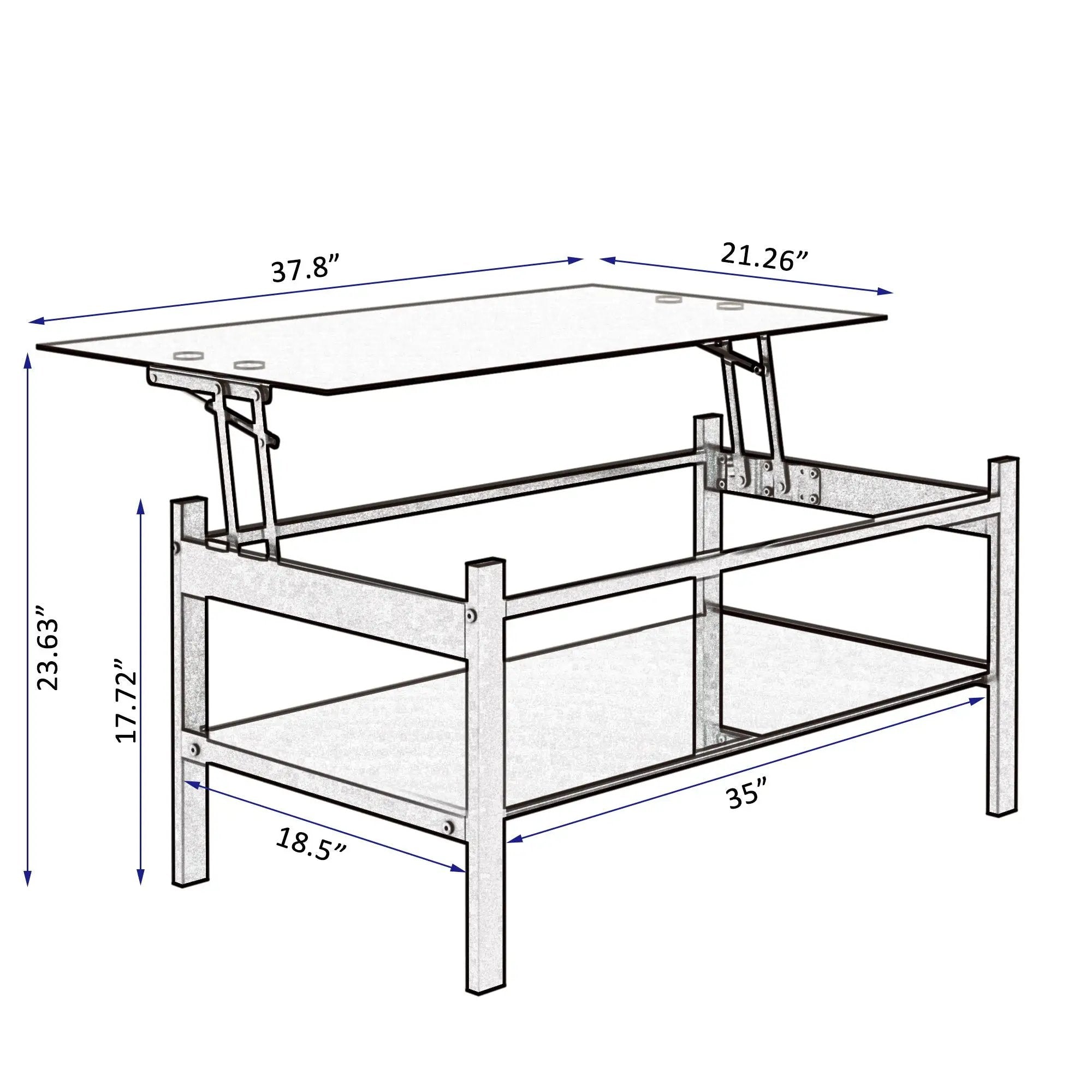 Glass Lift Top Coffee Table, Modern Simple 2-Layer Tempered Glass Coffee Table For Living Room - Black by HouseOfZazla