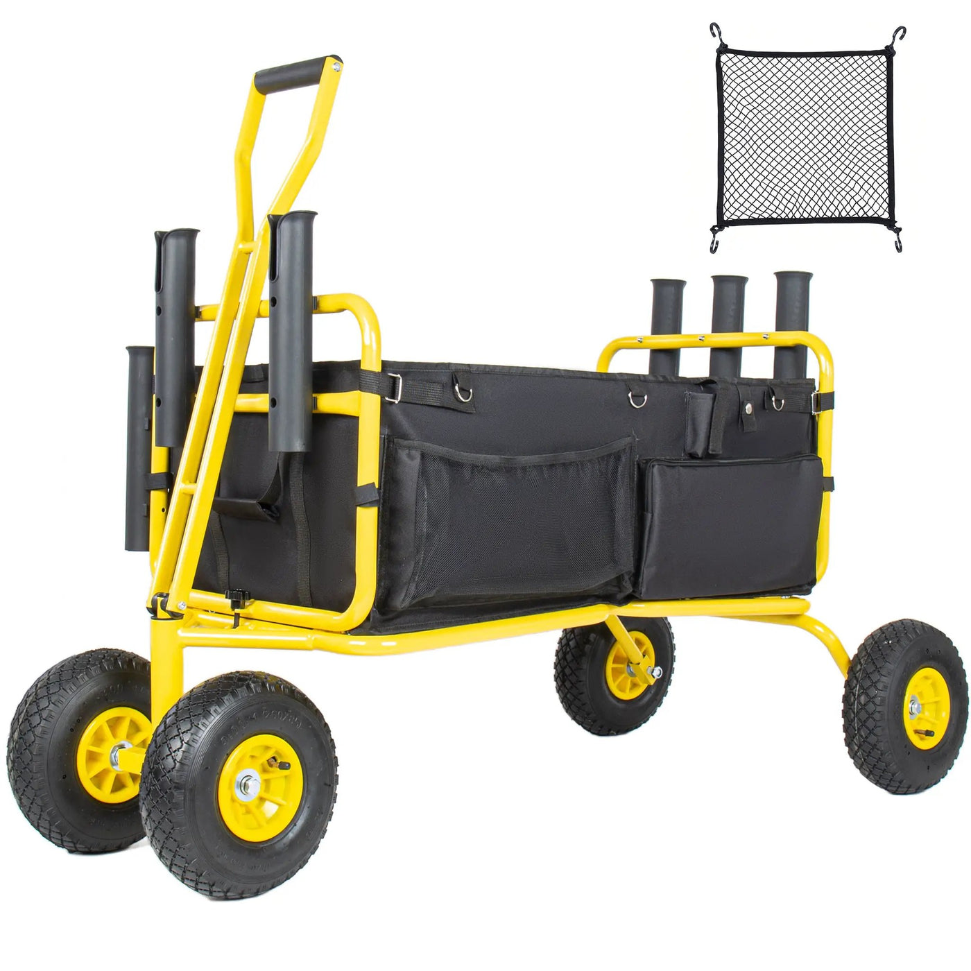 Fishing Cart Beach Cart Collapsible Wagon with 9.85'' All-Terrain Wheels by HouseOfZazla