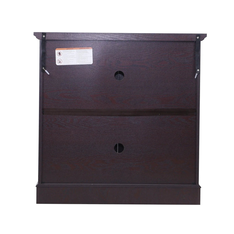Modern Sideboard With Tempered Glass Doors - Ox Blood Red