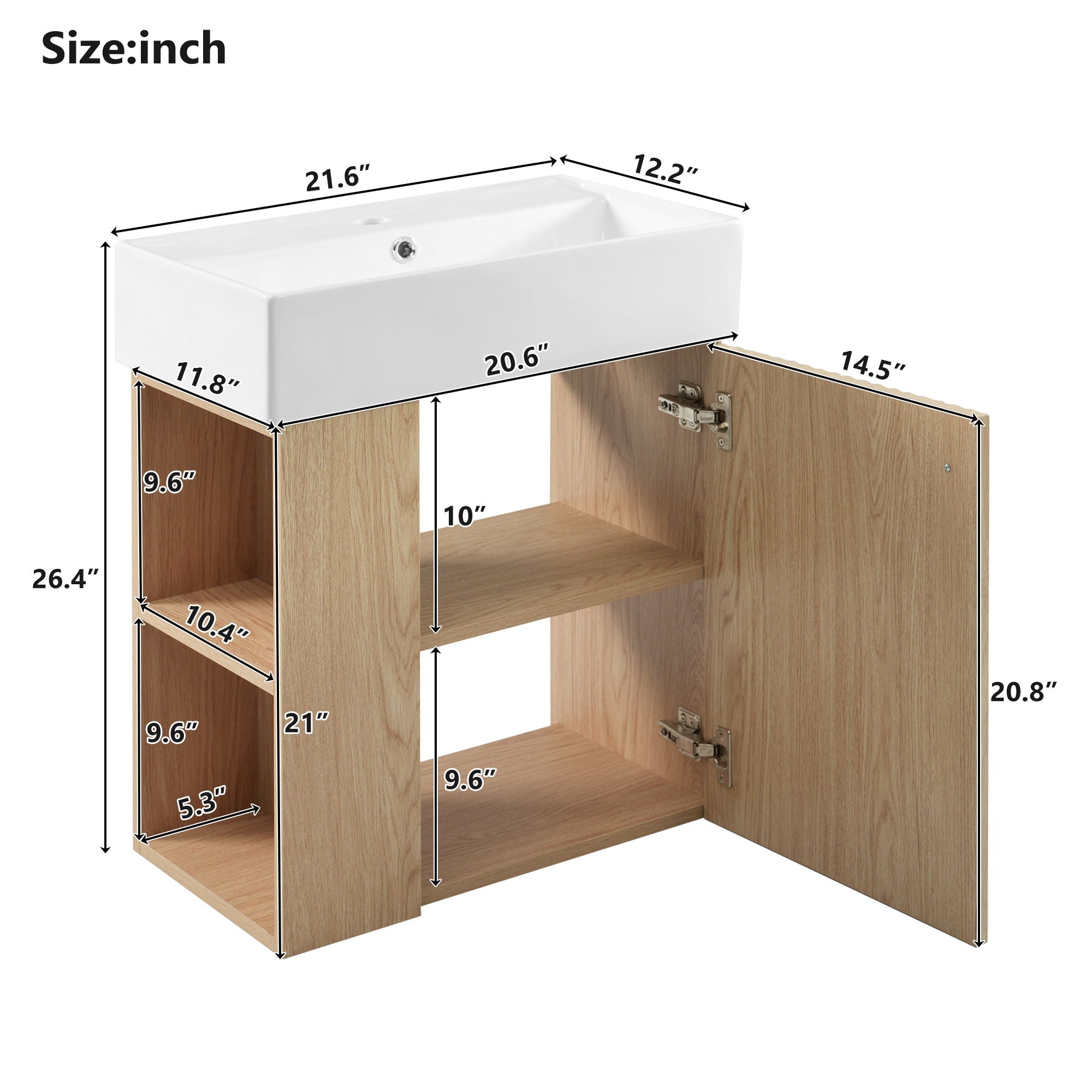 Modern Floating Bathroom Vanity With Ceramic Basin Perfect For Small Bathrooms by HouseOfZazla
