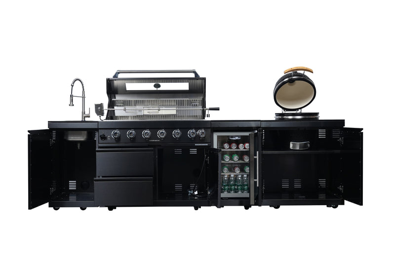 115-Inch Stainless Steel Outdoor Kitchen Barbecue Island Grill with Granite Countertops - Black, photo 10 of 10
