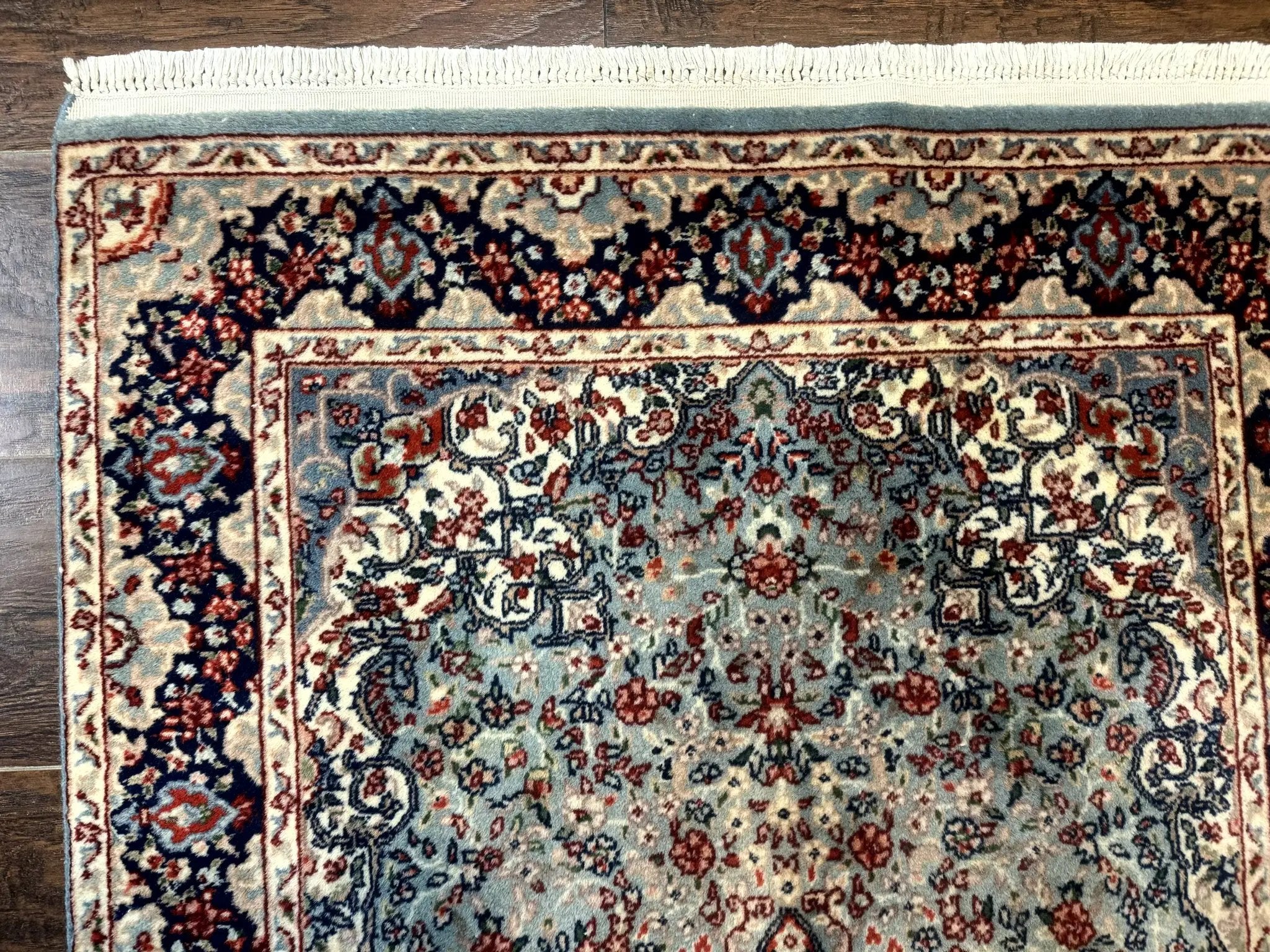 Indo Persian Kerman Rug 3x5, Light Blue, Floral Medallion by Jewel Rugs