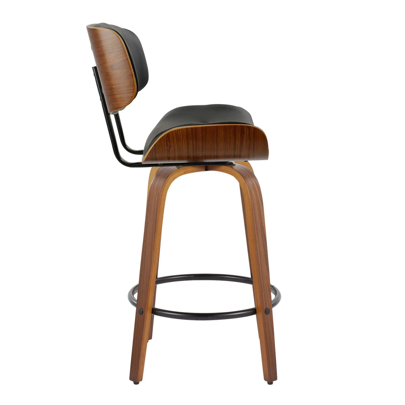Lombardi - Mid-Century Modern Fixed Height Counter Stool With Swivel With Round Footrest (Set of 2) by HouseOfZazla