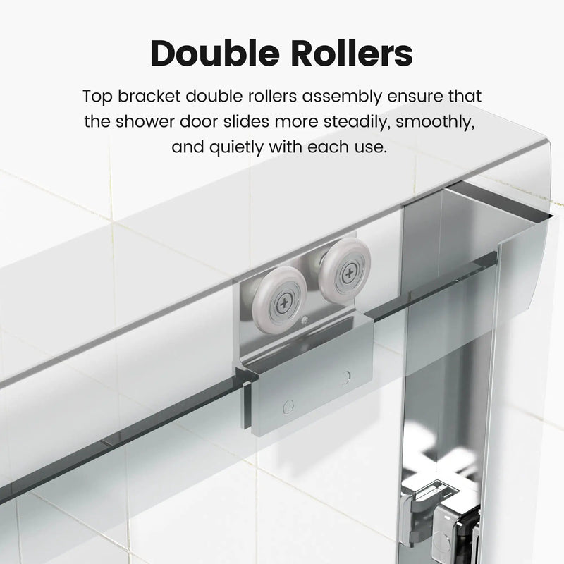 Semi Frameless Double Sliding Shower Door with Tempered Glass by HouseOfZazla