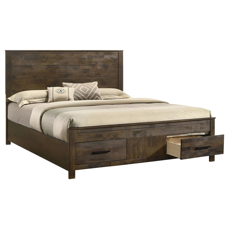 Woodmont Eastern King Storage Bed Rustic Golden Brown by Unique Piece Furniture