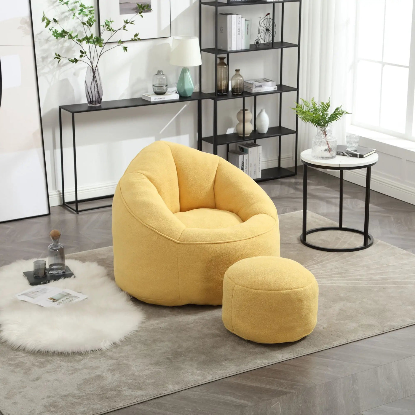 Bedding Bean Bag Sofa Chair High Pressure Foam With Footrest by HouseOfZazla
