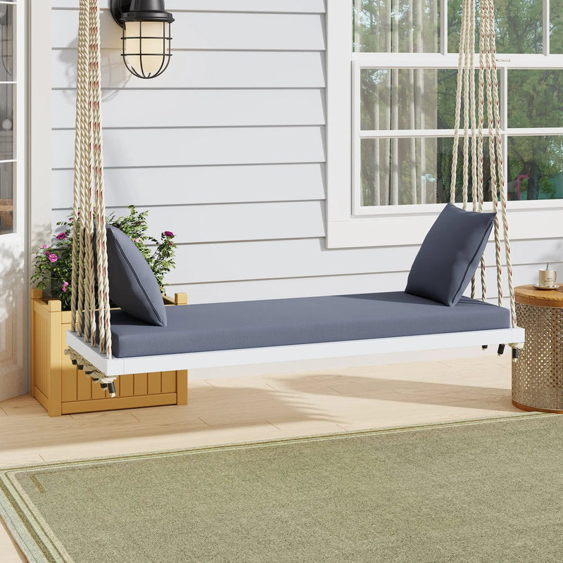TOPMAX Patio Wooden Swing Chair with Cushion & Pillows by HouseOfZazla