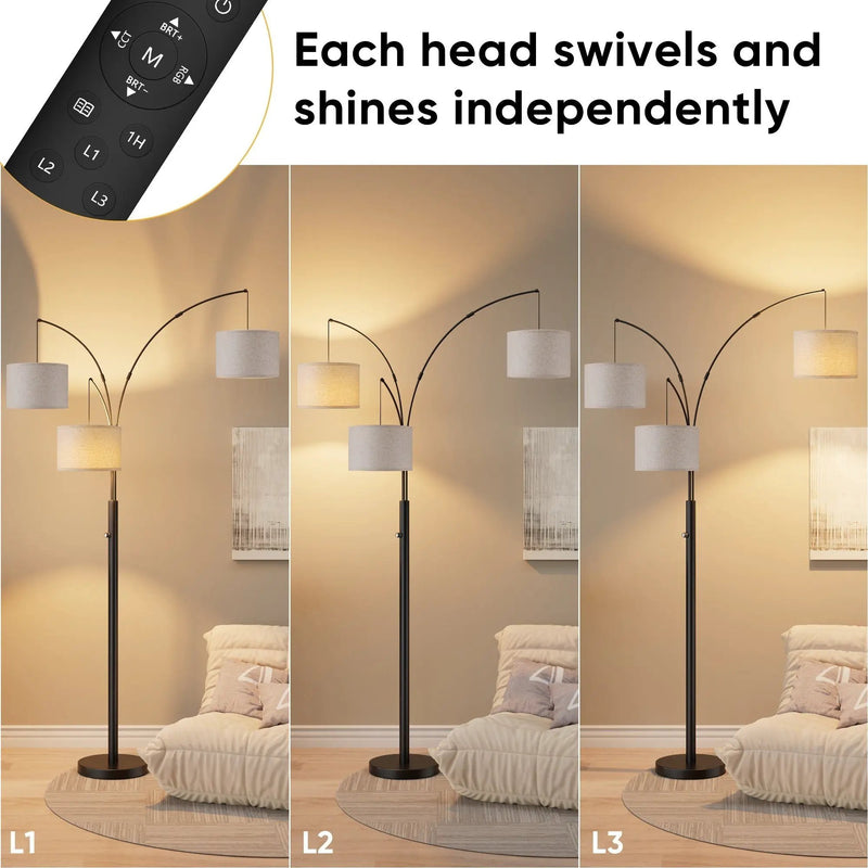 Three-Color Temperature & Dimmable Three-Head Floor Lamp by HouseOfZazla