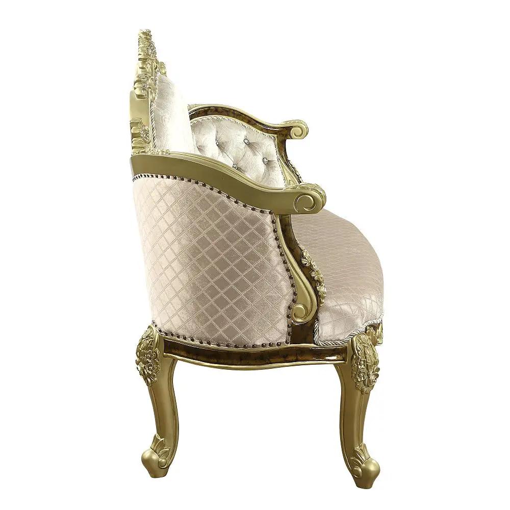 Desiderius - Bench - Beige Fabric, Antique Gold & Hand Paint Brown by Unique Piece Furniture