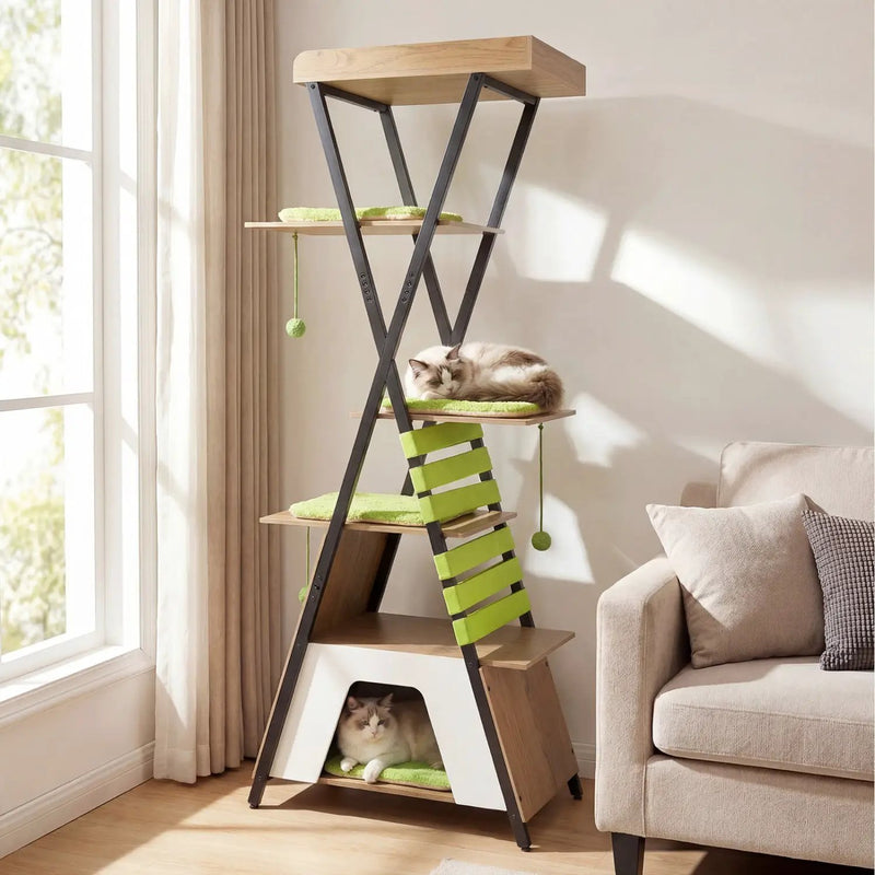 73 Inch Multi-level Cat Tree for Indoor Cats with Elevated Perch and Large Condo by DirectDeals