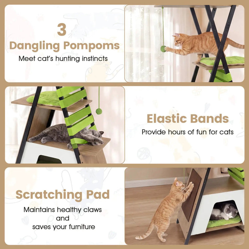 73 Inch Multi-level Cat Tree for Indoor Cats with Elevated Perch and Large Condo by DirectDeals