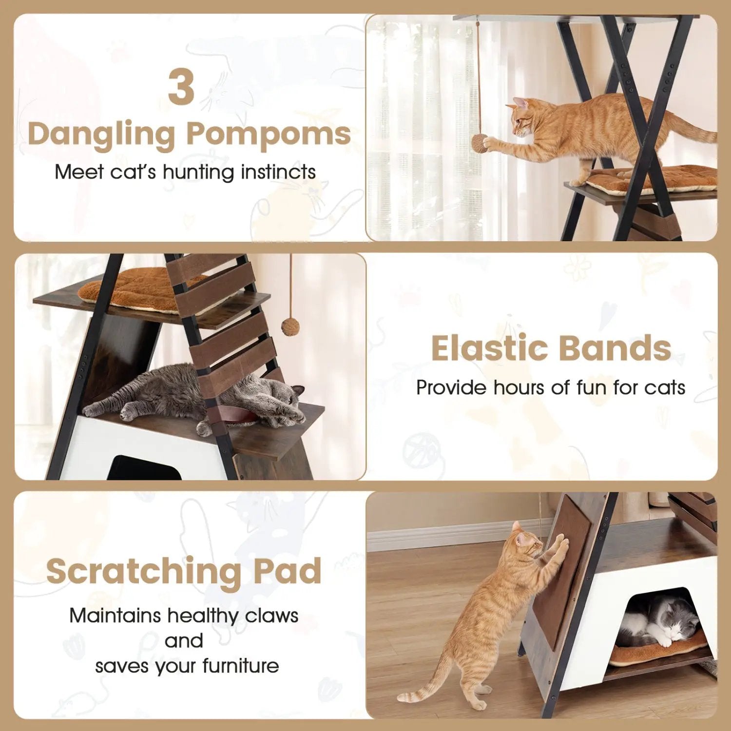 73 Inch Multi-level Cat Tree for Indoor Cats with Elevated Perch and Large Condo by DirectDeals