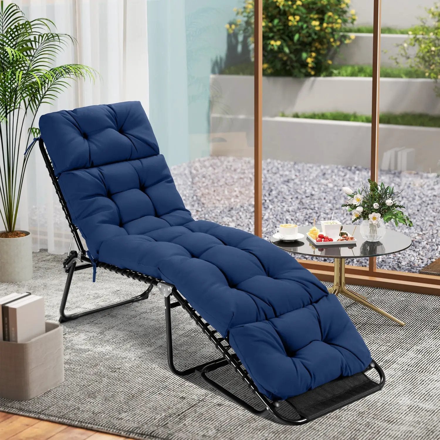 Outdoor Lounge Chaise Cushion Set of 2 - 73x22 Inch High Back by DirectDeals