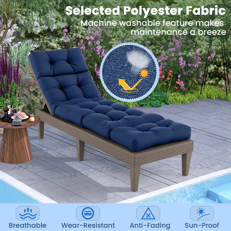 Outdoor Lounge Chaise Cushion Set of 2 - 73x22 Inch High Back by DirectDeals