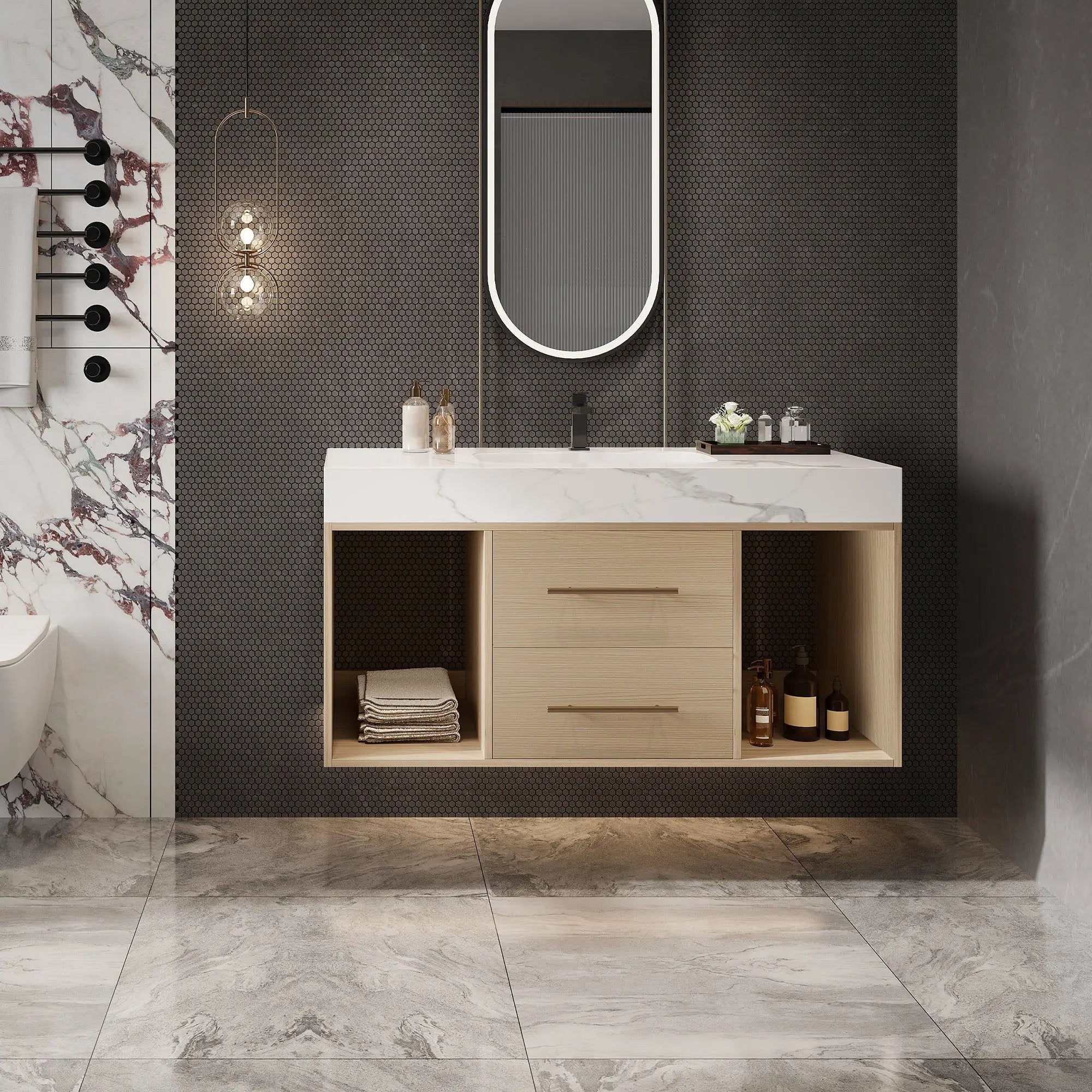 39.4" Floating Bathroom Vanity with Ceramic Sink by HouseOfZazla