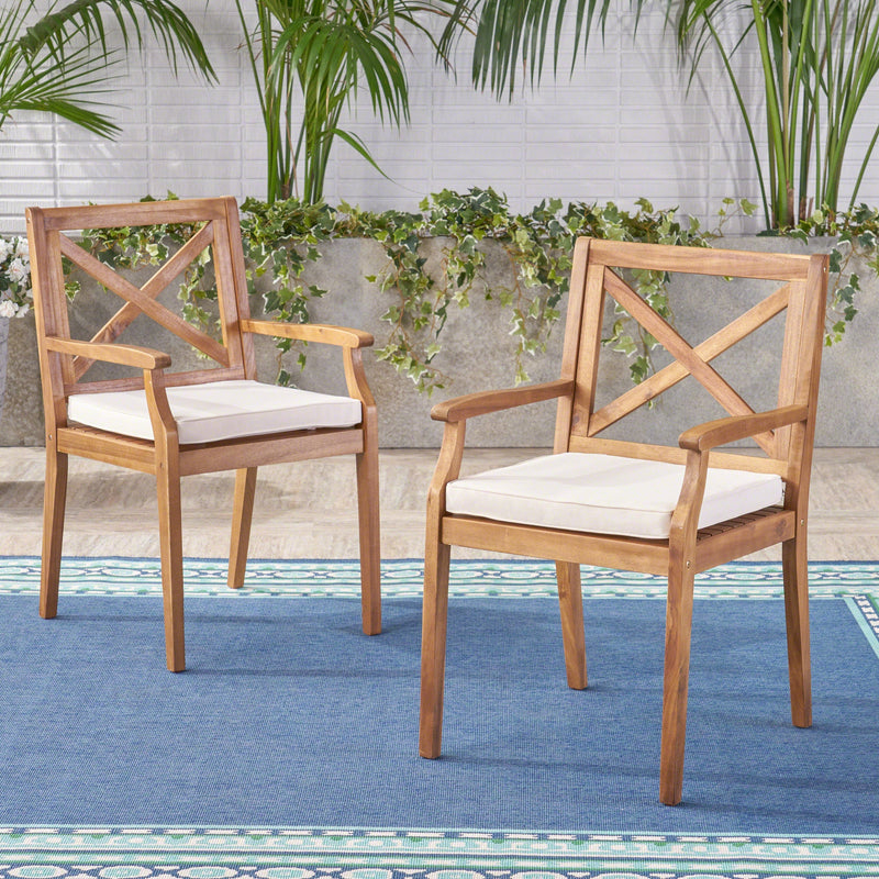 Perla Dining Chair 2-Piece Set with Cream Cushions by HouseOfZazla
