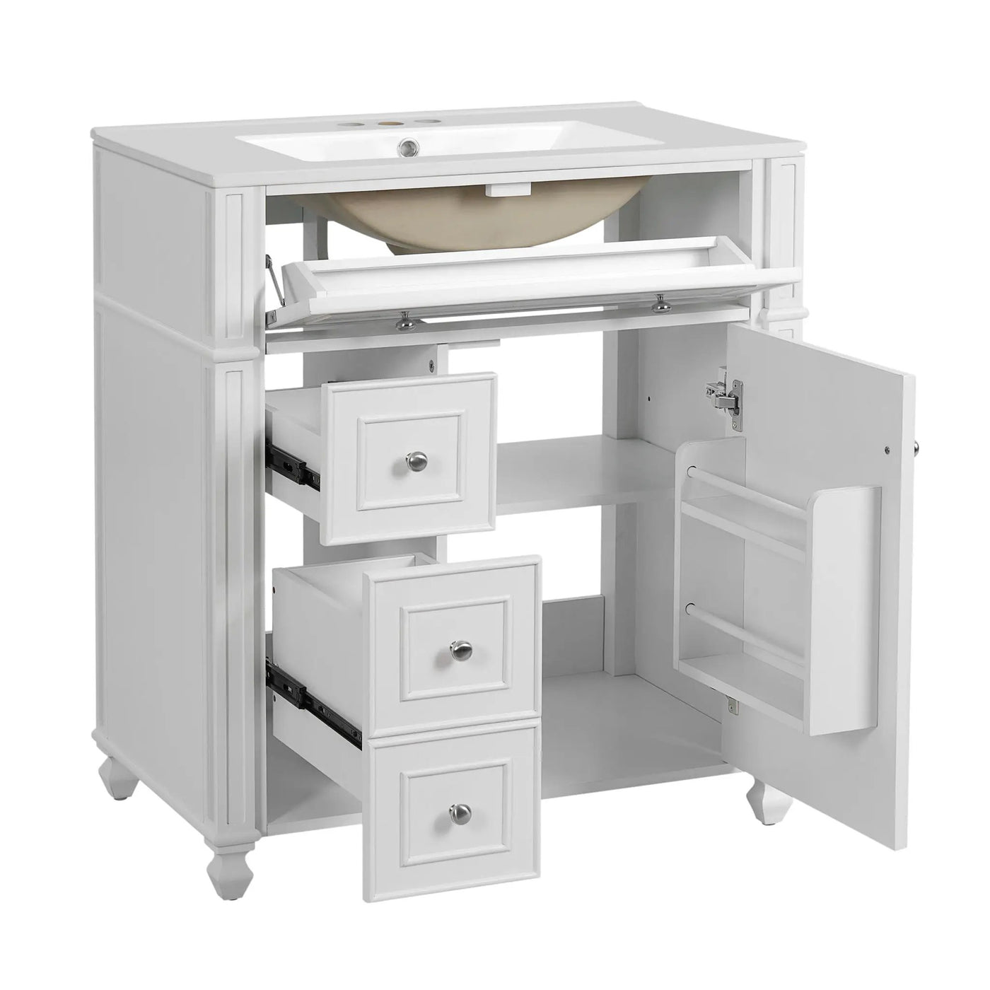 Bathroom Vanity Cabinet With Sink, Soft Close Doors With Door Organizer by HouseOfZazla