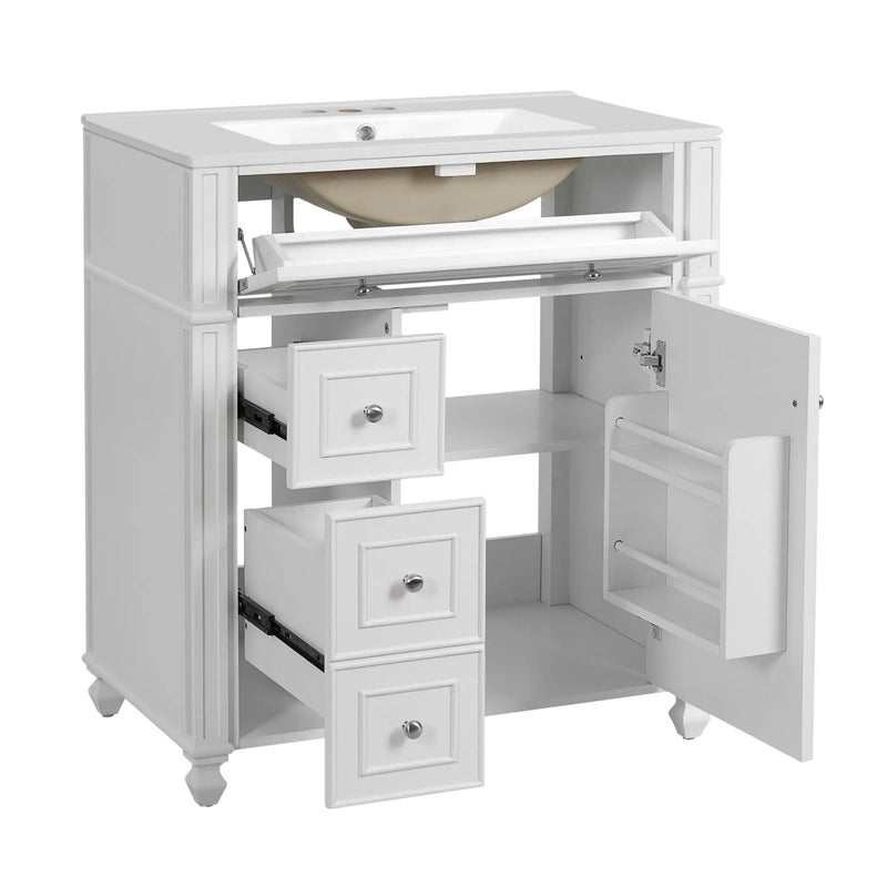 Bathroom Vanity Cabinet With Sink, Soft Close Doors With Door Organizer by HouseOfZazla