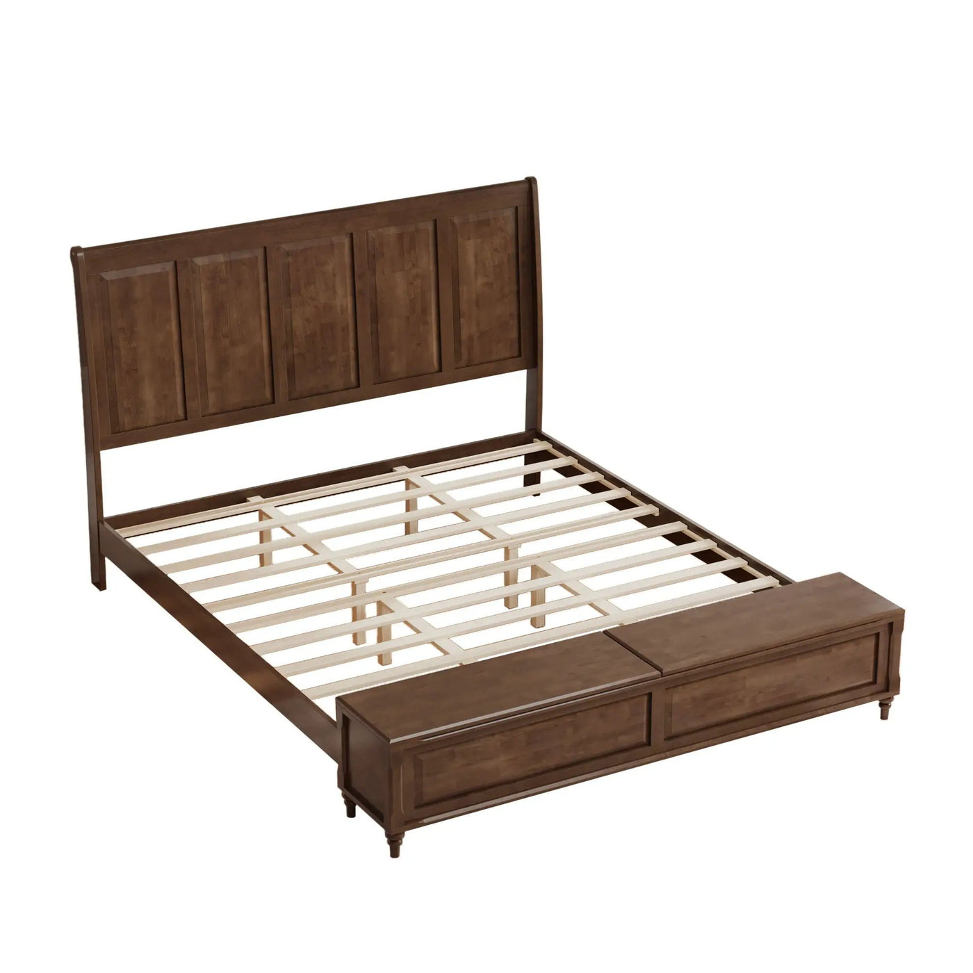 Sleigh Bed Frame With Tall Headboard And Storage Bench by HouseOfZazla