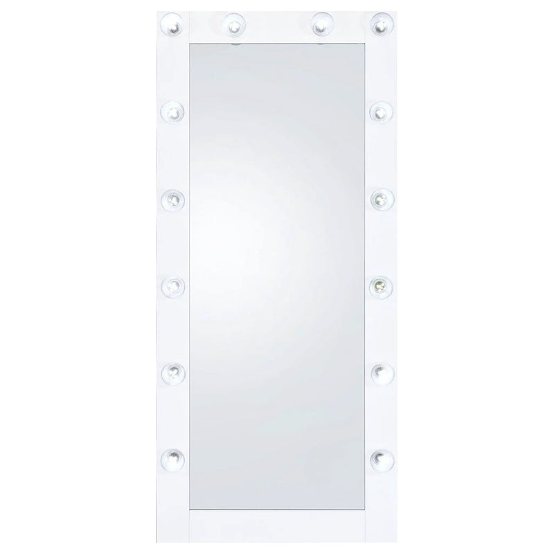 Zayan 32 x 71 Inch Floor Mirror LED Lighting White Gloss by Unique Piece Furniture