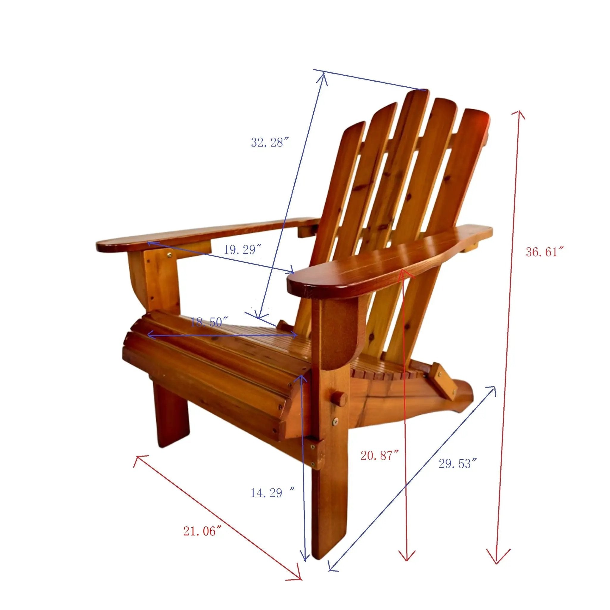 Foldable Solid Wood Adirondack Chair in Oak Finish by HouseOfZazla